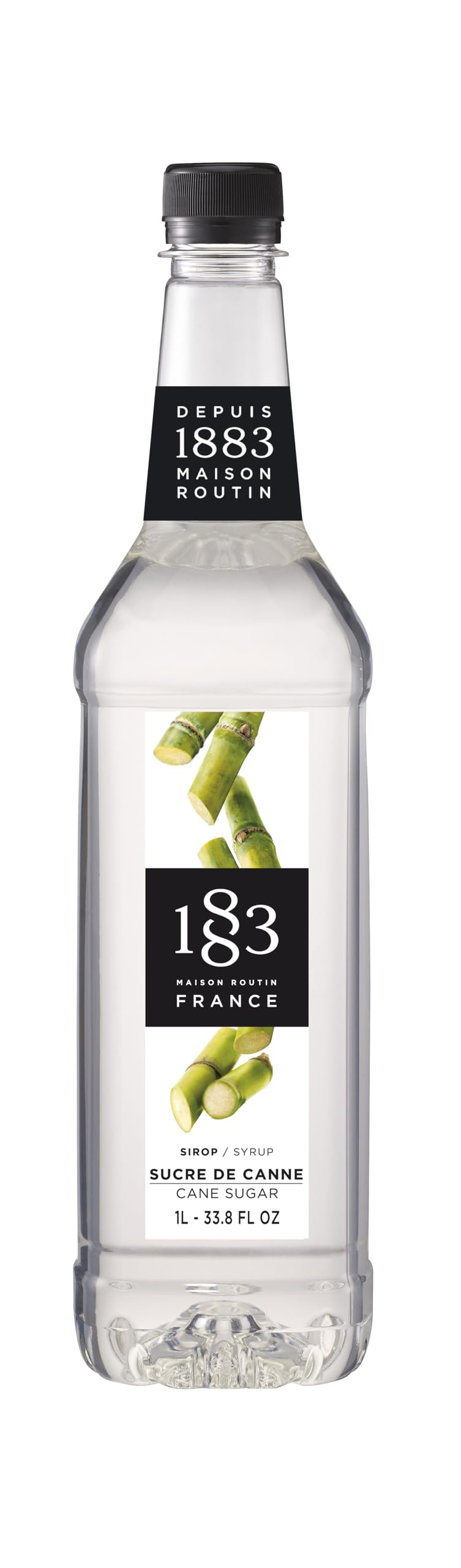 1883 Maison Routin Premium Cane Sugar Syrup for Cocktails, Mocktails, Coffee & Iced Tea - Vegan-Friendly, Allergen-Free, No Artificial Colours or Preservatives - 1L PET Bottle
