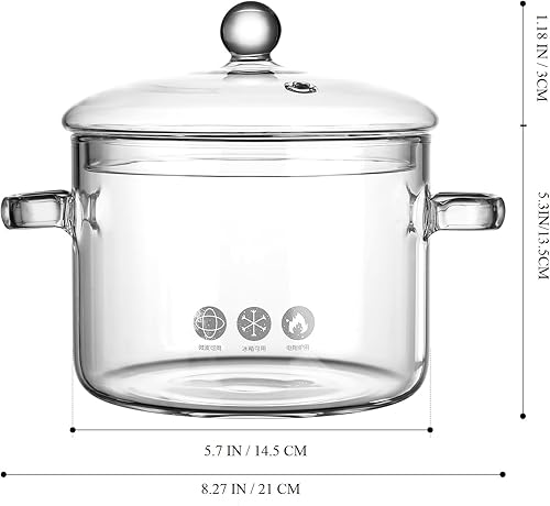 Miniatura 2 de Ollas de vidrio transparente para cocinar en la estufa, olla de vidrio para estofado de sopa de vidrio con tapa, olla de cocina de vidrio, olla de