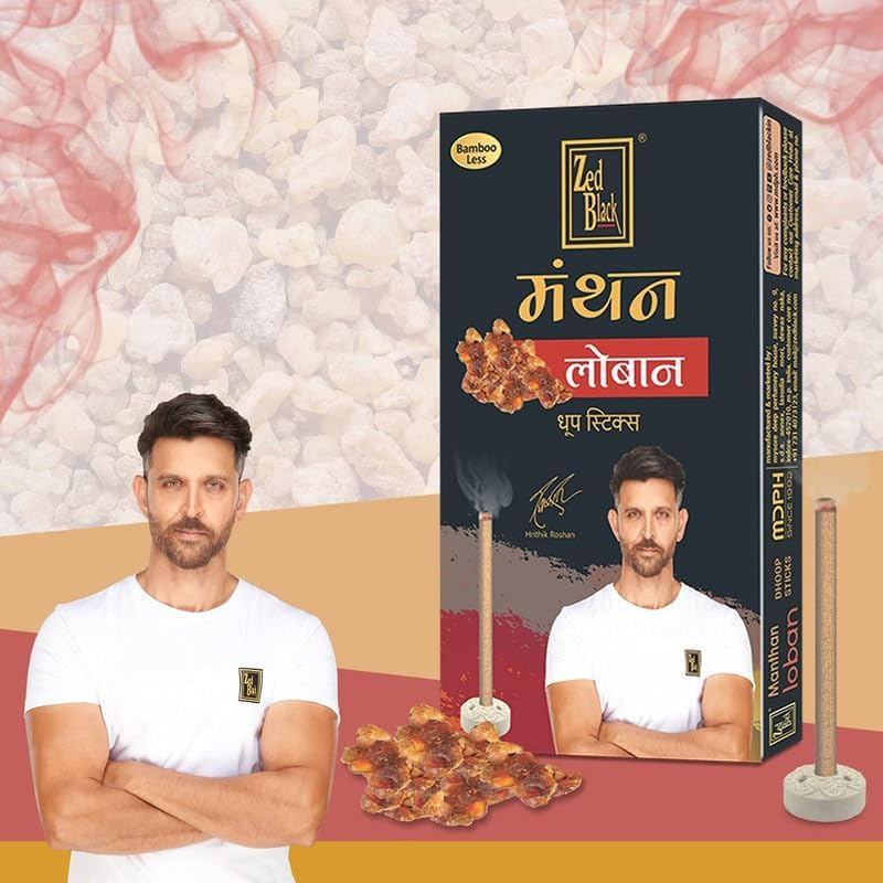 Zed Black Manthan Dhoop Sticks in 6 Fragrances - Mogra, Guggal, Chandan, Gulab, Loban & Kasturi - Pack of 12 Bamboo Less Incense Sticks (120 Units) offers donot miss