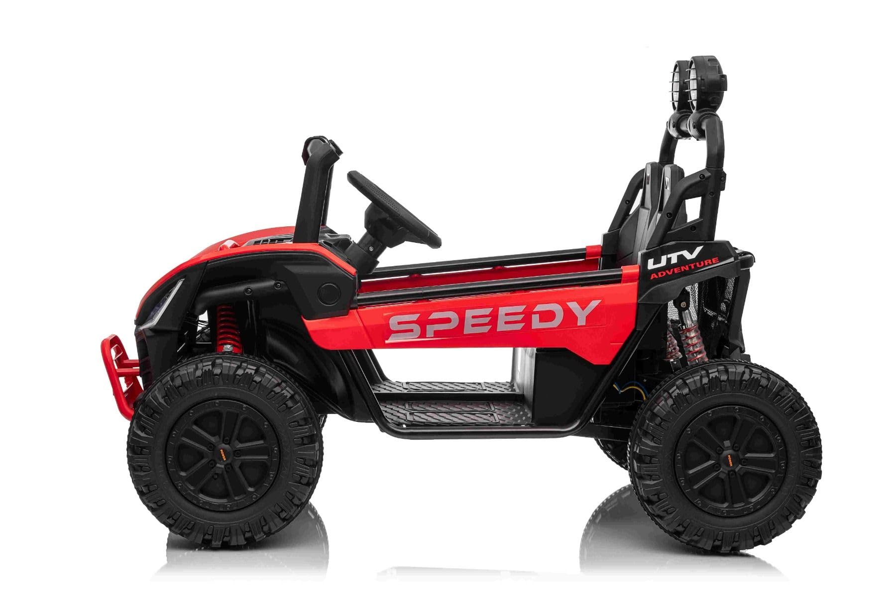 T-REX Ride 4x4 elektryczny samochód dla dzieci, 24 V, czerwony, odtwarzacz MP3 z wejściem USB/AUX, 4 x 4, akumulator litowy, zawieszenie, pilot zdalnego sterowania, oświetlenie LED