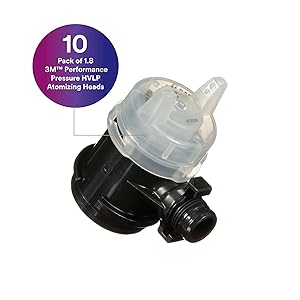 3M Performance Pressure HVLP Atomizing Head Refill Kit, 26818, Size 1.8, Clear, for use Performance Industrial Spray Gun, 10 Pack