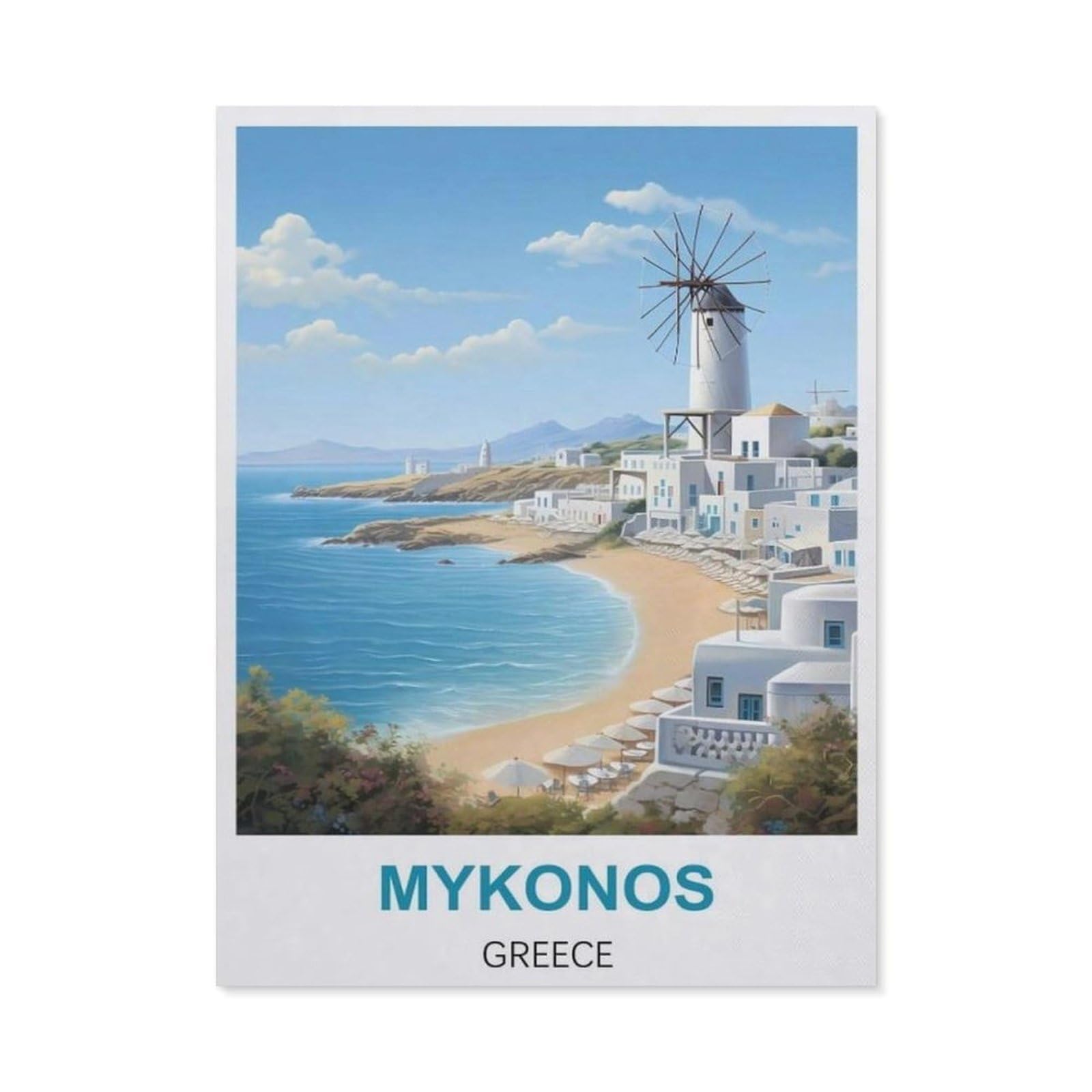 BEAYODKP 5D Diamond Painting Kits，Mykonos Greece,DIY Rhinestone Embroidery Set Paint with Diamond Art by Number Kits Cross Stitch Home Wall Craft Decoration（50 x 60 cm/19.68 x 23.62 inches）-BV66