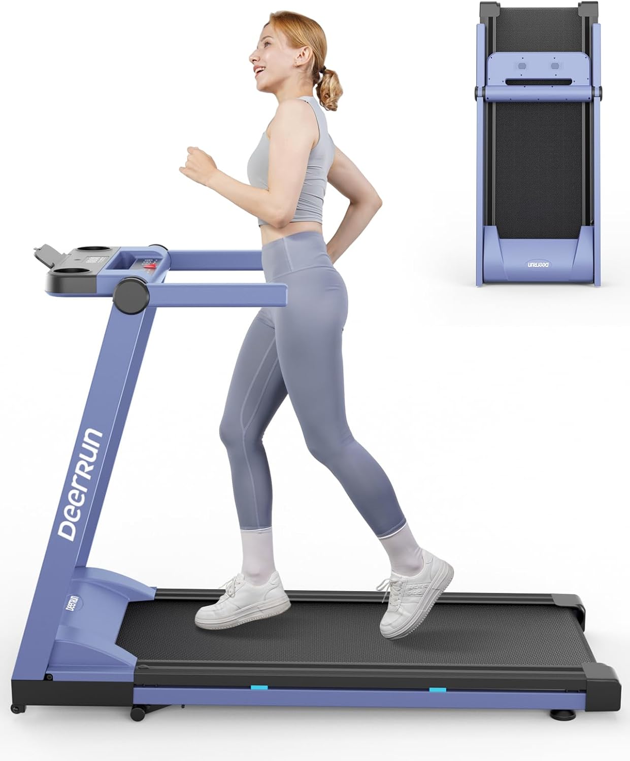 DeerRun Folding Treadmill with Incline, 3.5HP Foldable