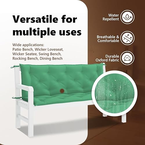 Miniatura 5 de vidaXL Cojines de banco para interiores y exteriores, 2 piezas, cojines de sofá biplaza para patio, cojines de asiento de columpio de porche,