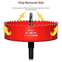 Vista 203 de Sierra perforadora de 4 1/8 pulgadas (4.134 in) para madera y plástico, broca de núcleo de cortador de agujeros bimetálico HSS para paneles de yeso