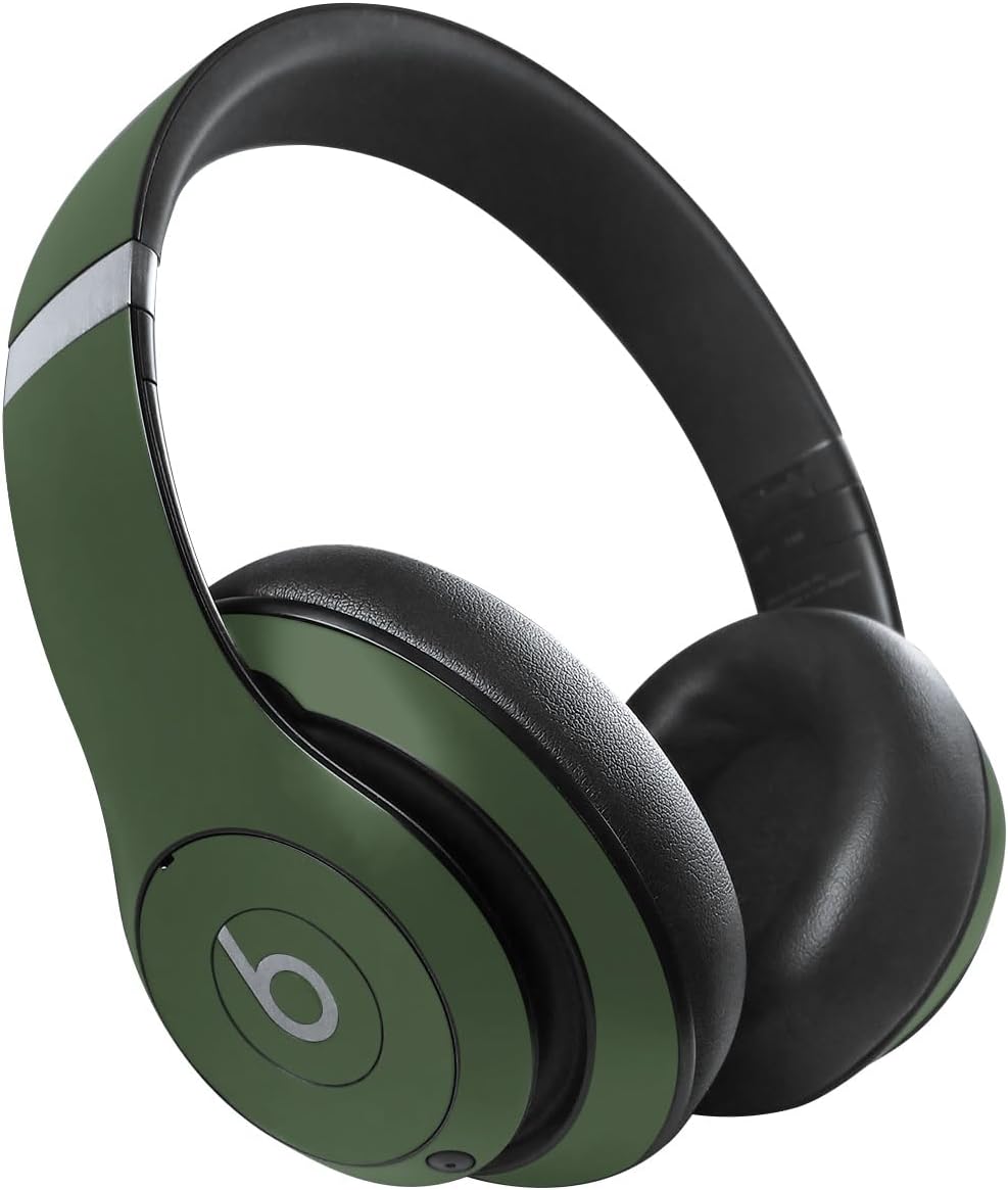 MightySkins Skin Compatible with Beats Studio Pro - Solid Olive | Protective, Durable, and Unique Vinyl Decal wrap Cover | Easy to Apply, Remove, and Change Styles
