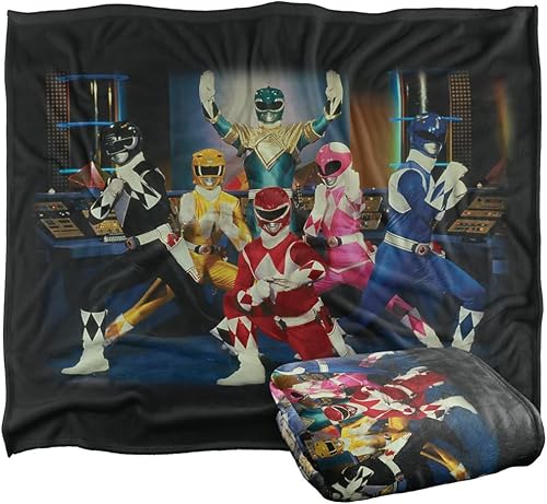 Power Rangers Stance - Manta con licencia oficial de tacto sedoso, súper suave, 50 x 60 pulgadas
