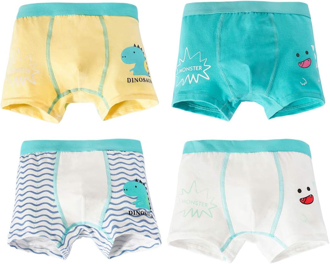 MiSense Boys Boxer Briefs Shorts 4 Pack Toddler Underwear Kids Cotton