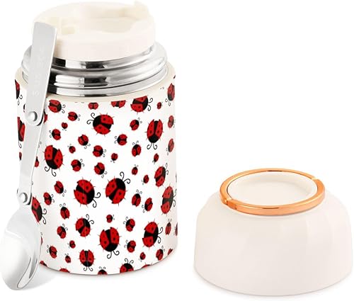 Tarro de comida de animales lindos pequeños con cuchara de acero inoxidable aislado al vacío contenedor de alimentos de 17 oz termo para comida
