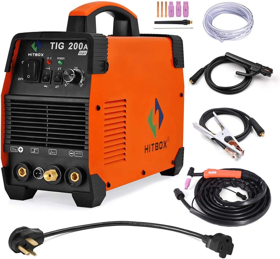HITBOX Tig Welder 110V 220V 200A Arc TIG IGBT Inverter High Frequency Dual Volatge Welding Machine