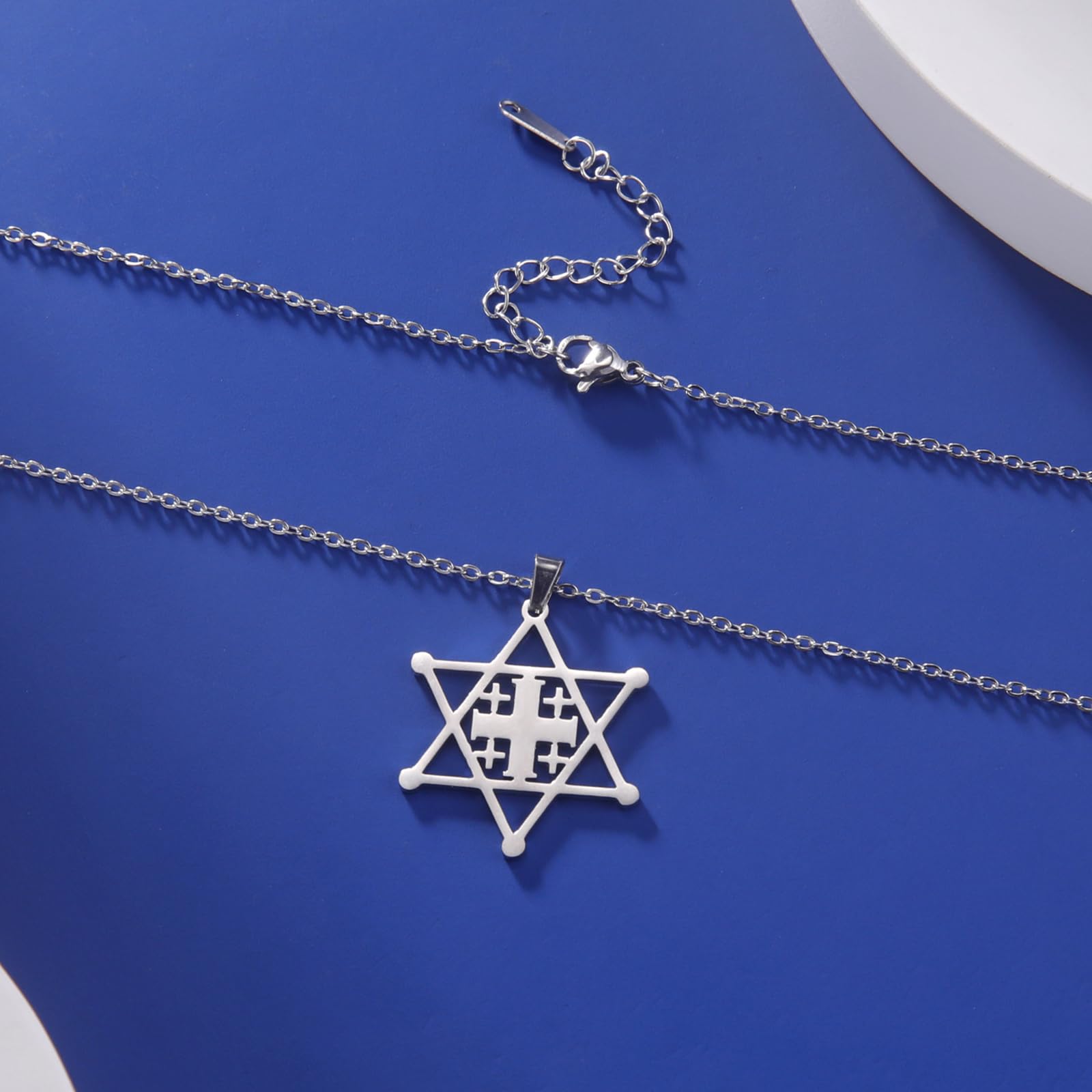 Collana Stella di David per donna Ciondolo esagonale ebraico classico in acciaio inossidabile con collane a croce Gioielli Isaia Amuleto religioso