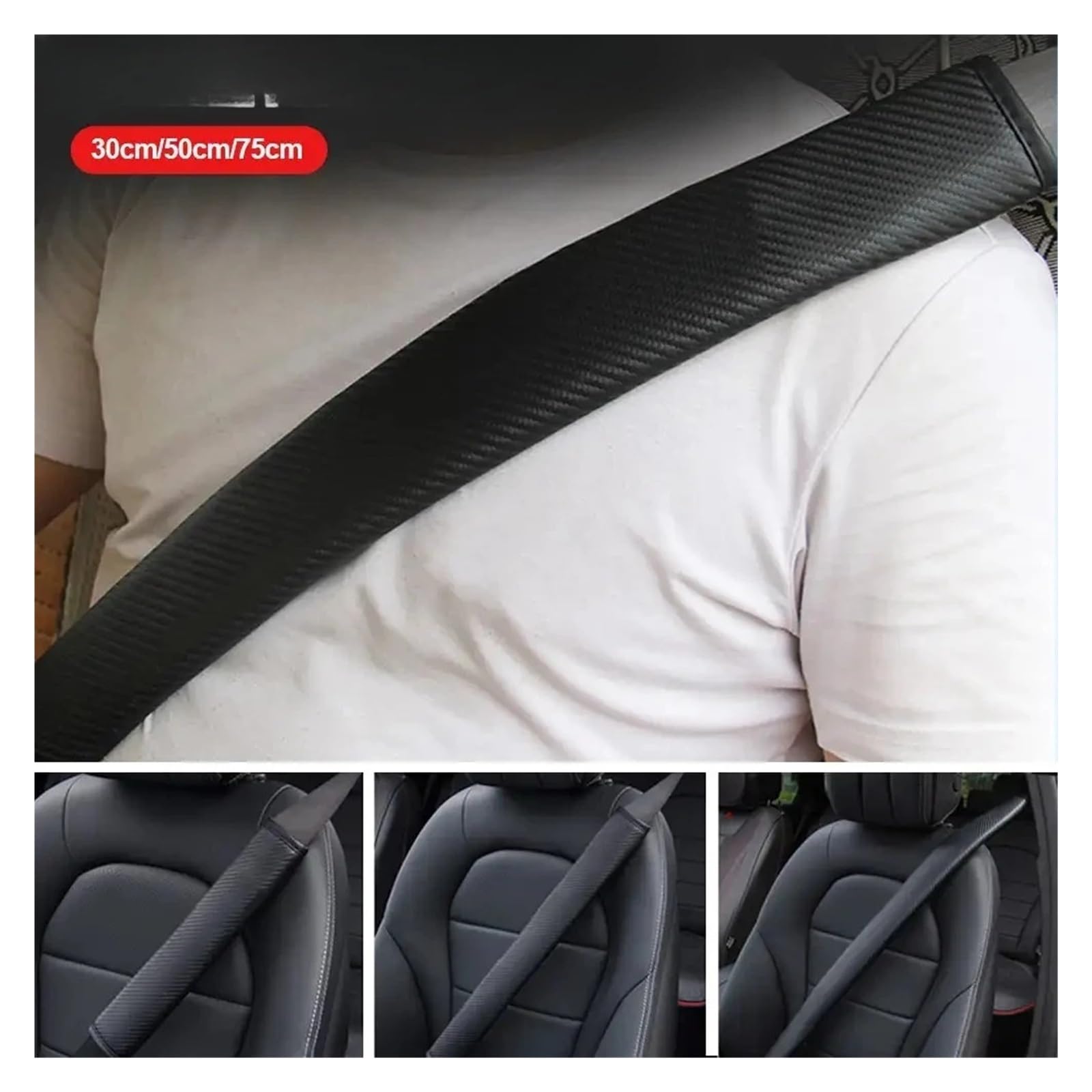 Proteggi Accessori in Pelle in Fibra di Carbonio da 30 Cm/50 Cm/75 Cm Cuscino Cintura Sicurezza(30cm)