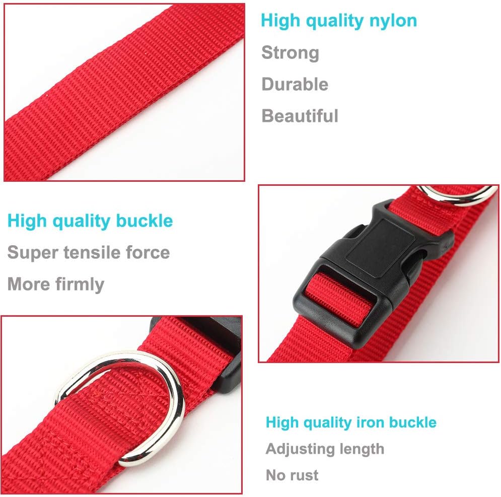 Adjustable Nylon Dog Collar Classic Solid Colors for Large Sized Dogs Neck 14.5-23.5 inch