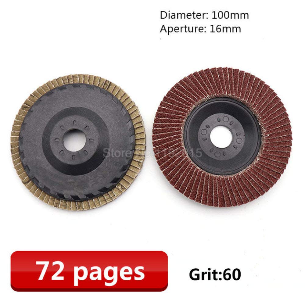 10 Stück 100MM Loch 16MM Klappenscheibenscheiben Schleifen Schleifscheiben zum Entfernen von Metallrost Holzpolierguss Reinigung Schleifwerkzeuge, 72 Seite