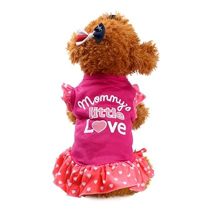 Howstar Pet Dress, Summer Cute Pet Puppy Small Dog Cat Mommy Little Love Print Apparel Clothes Fly Sleeve Dress