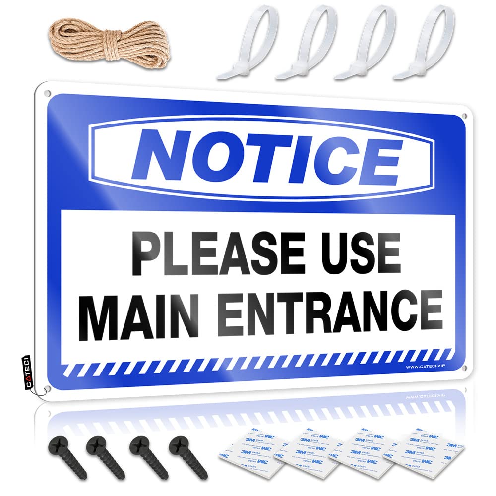 Metal Signs For Garage Man Cave Notice Please Use Main Entrance Tin Sign Boys Bedroom Accessories Tin Decor(20X30CM)