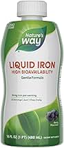 Nature's Way Liquid Iron, 100% Daily Value, 18 mg Iron as Ferric Glycinate per Serving, No Sugar Added, Berry Flavored, 16 Fl Oz (Packaging May Vary)