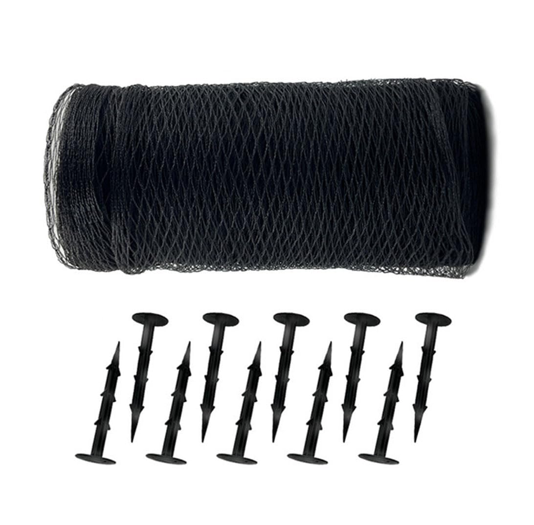 Koi Pond Netting Kit Black Heavy Duty Woven Fine Mesh Net Cover for Leaves - Protects Koi Fish from Blue Heron Birds Cats Predators UV Protection - Reusable & Stakes Included (2×5meters)