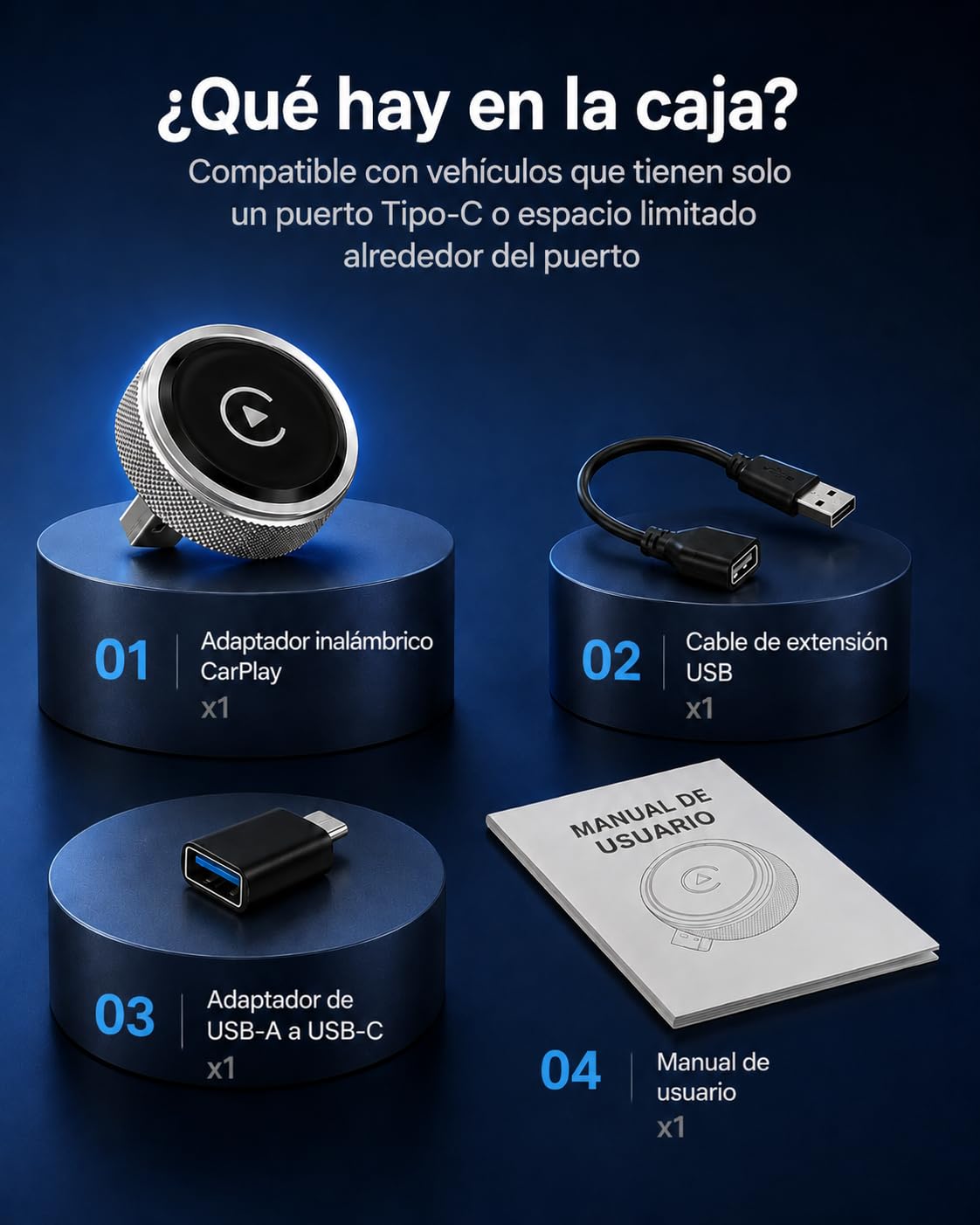 2026 Adaptador CarPlay & Android Auto Inalámbrico, Adaptador 2 en 1 para iPhone y Android, WiFi 2,4/5GHz con Conexión Automática, Plug & Play Estable y Sin Latencia, Diseño Premium de Aluminio