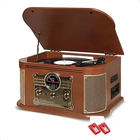 Vitrola Retro Toca Discos Vinil 7 Funções +02 Agulhas Rubi