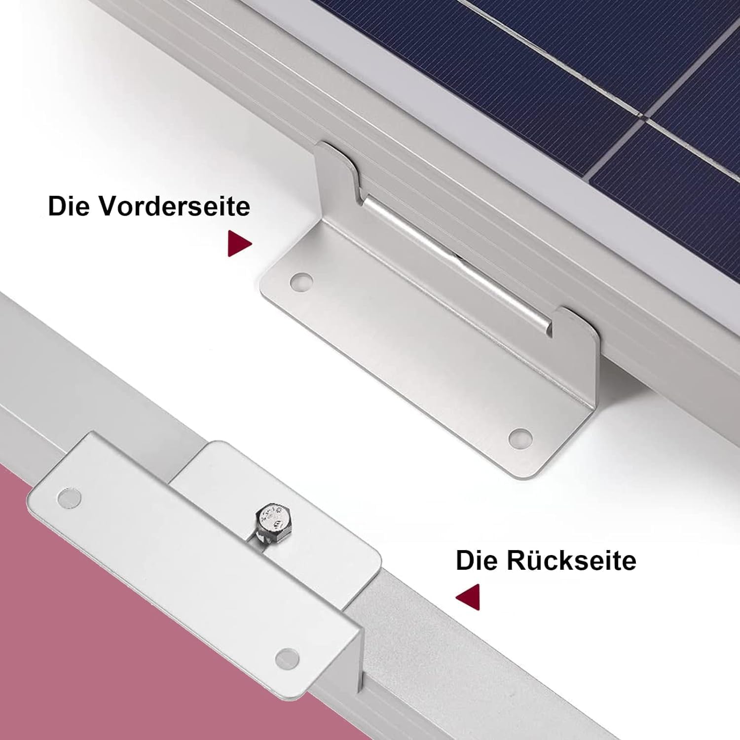 Uchwyt do modułu solarnego, montaż paneli słonecznych, wsporniki Z, z nakrętkami i śrubami, do przyczep kempingowych, ścian, dachów (8 sztuk)