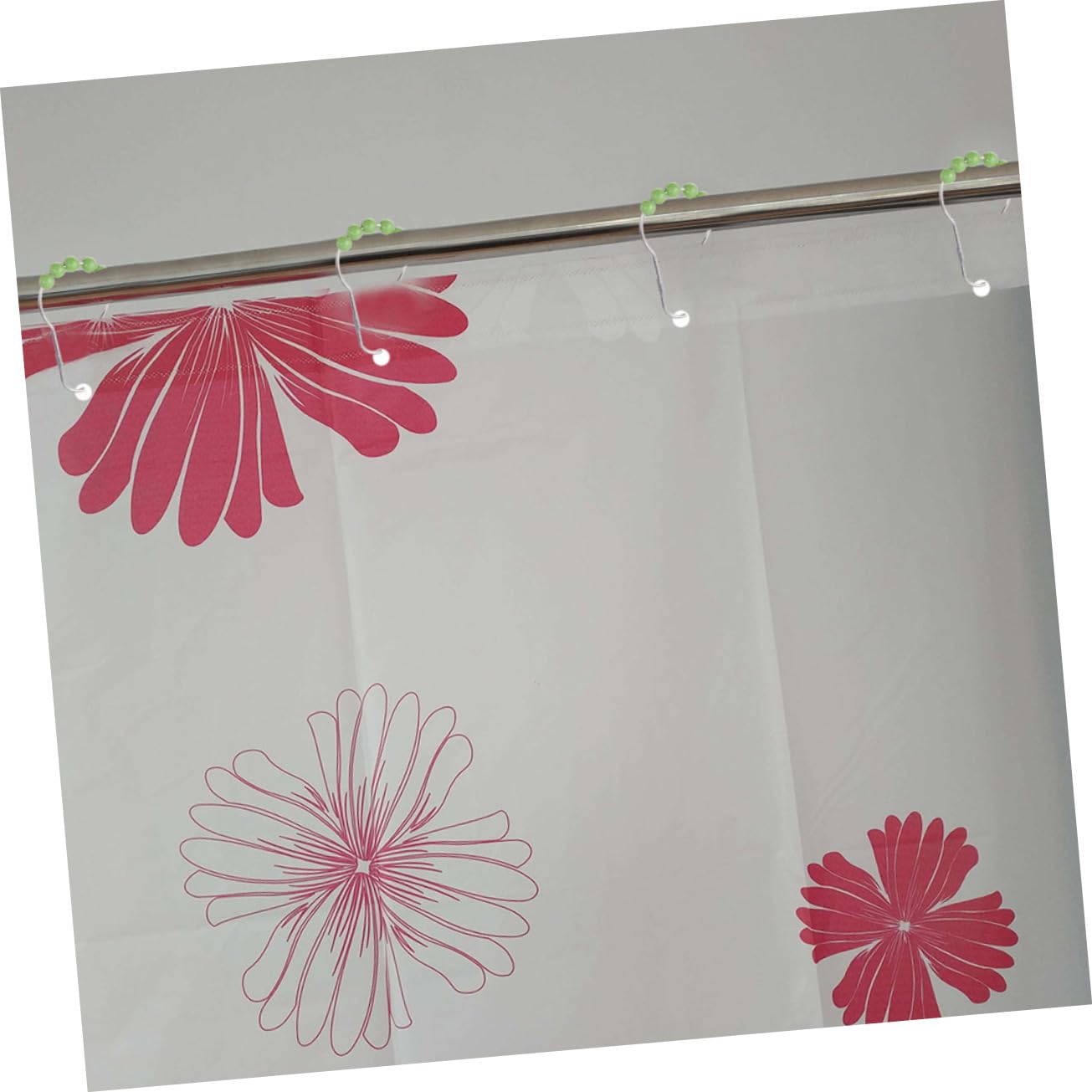 ABOOFAN 6pcs Green Rollerball Shower Curtain Rings Iron Hooks Stylish Finish for Bathroom Glide Smoothly Rods