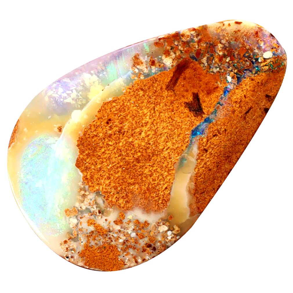 Pierre précieuse opale de Koroit multicolore de 20 x 13 mm pour création bijoux
