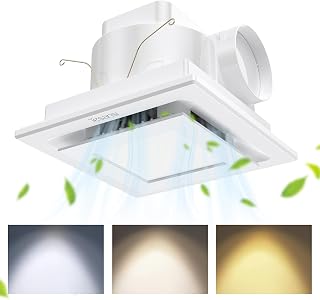 Tesansi Ultra-Quiet Bathroom Exhaust Fan with 3CCT LED Light, 100 CFM Ventilation, Ceiling Mount for Bathrooms & Home Gym