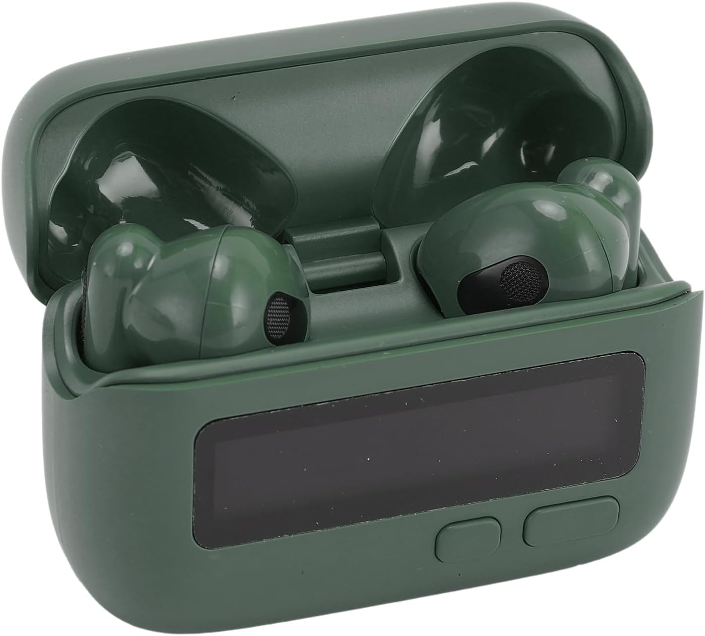 Dpofirs Wireless Earbuds BT 5.2 with ENC Noise Cancellation, Retro BB Machine Shaped Earphones with Clock Display, Portable Headphones for Sports Gaming Travel (Green)