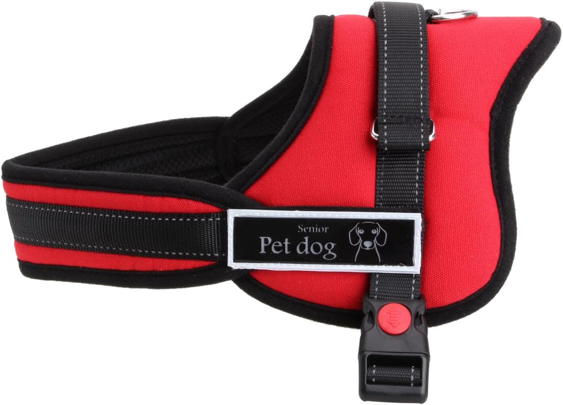 Larger-breed Dogs Harness Vest, Sinbury® Red Adjustable Soft Padded Non Pull Dog Harness Vest for Dog Training or Walking - M