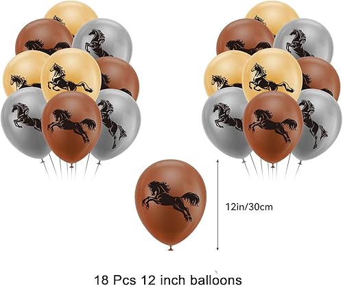 Miniatura 6 de Juego de suministros de fiesta de cumpleaños con temática de caballo con pancarta de feliz cumpleaños, globo para decoración de cupcakes para