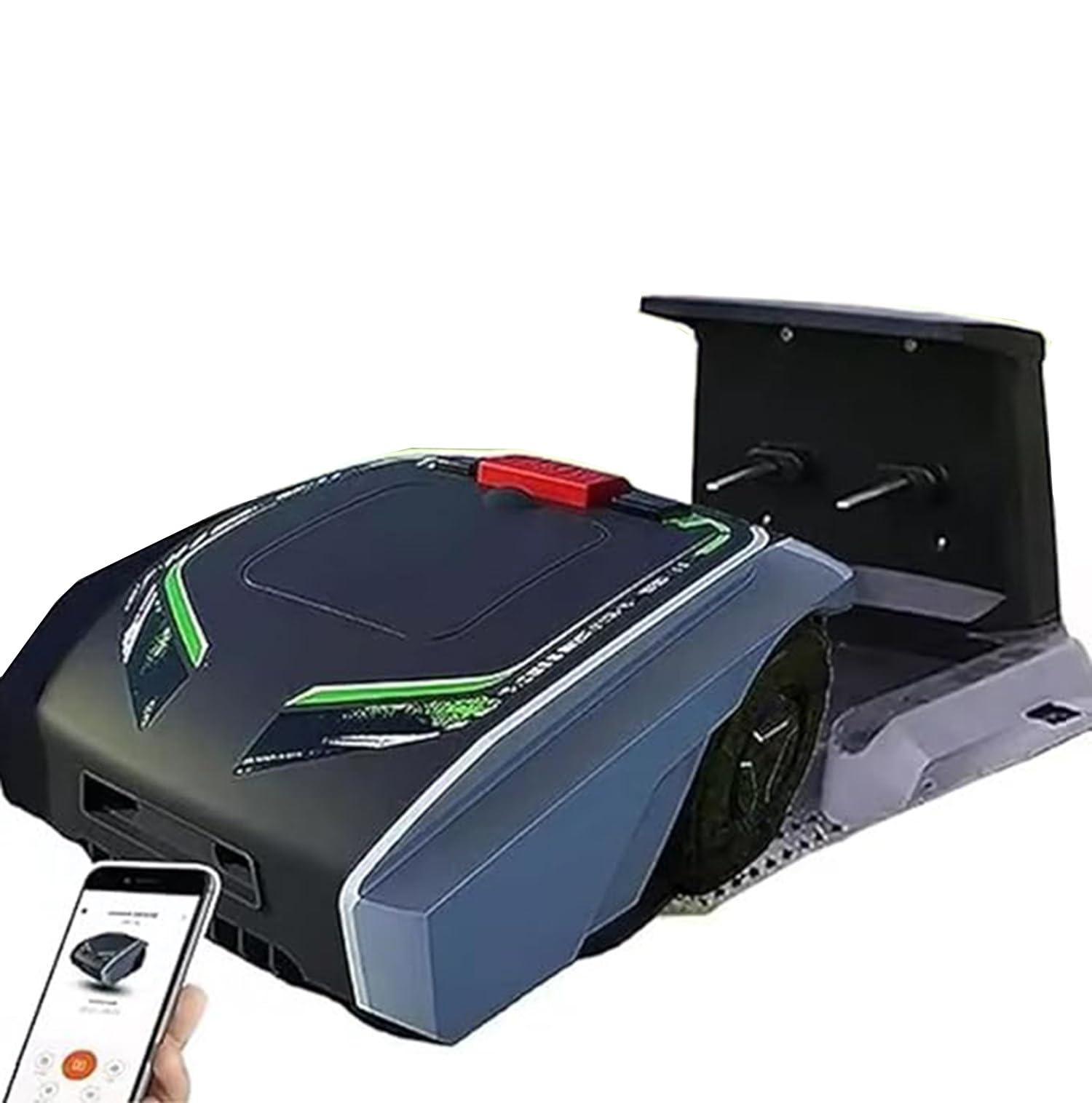 Robot cortacésped con navegación asistida por GPS, ultrasilencioso, control de aplicaciones por Bluetooth, planificación de rutas, carga automática