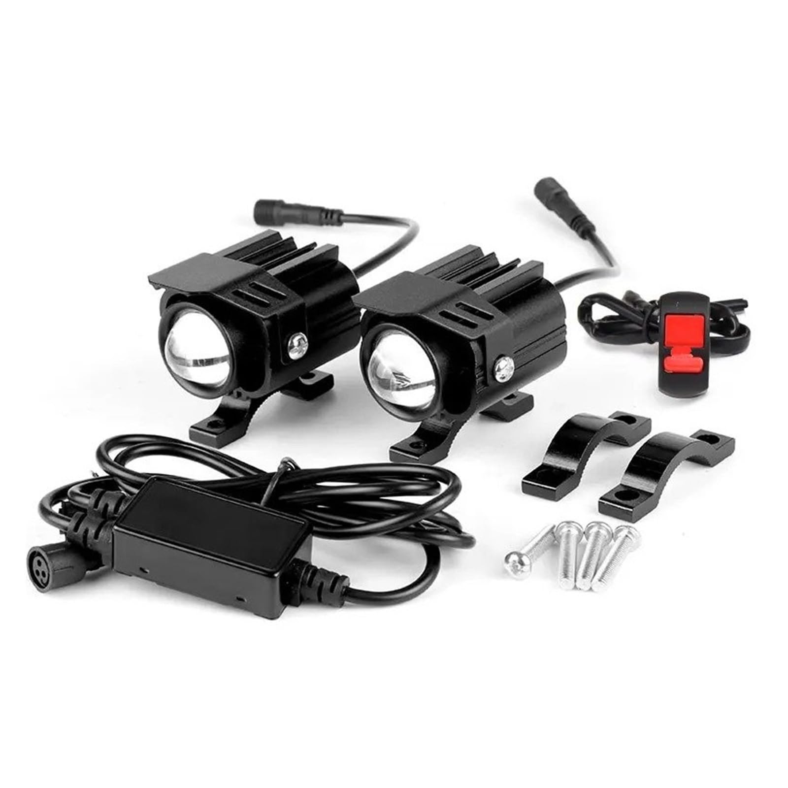 ESPYN Phares Moto Motos Phare Conduite Antibrouillard Blanc Jaune Moto Scooter LED Projecteur Auxiliaire 12V-60V