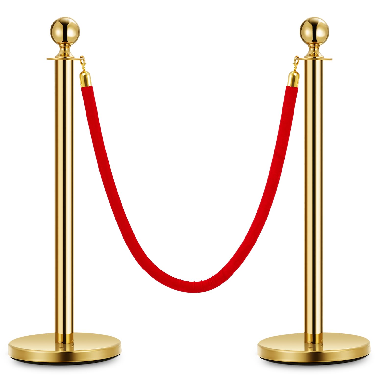 Edelstahl Absperrpfosten Seil Abgrenzungsständer Kugelkopf 1 Rote Samtseile Goldene Säule 2 Packung Crowd Control Barriers Für Theater Partys Hochzeit Museen Ausstellung