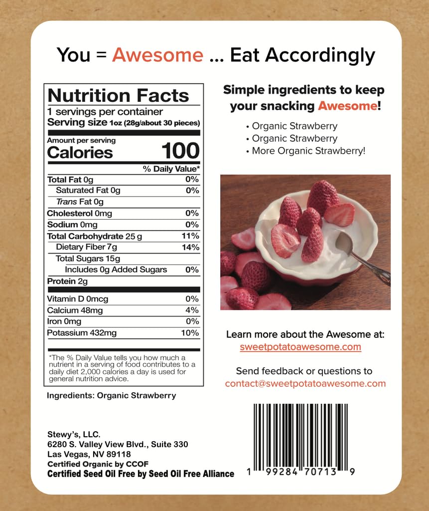 Sweetpotato Awesome Freeze Dried Strawberry Slices - Plain 1oz (7 Pack)