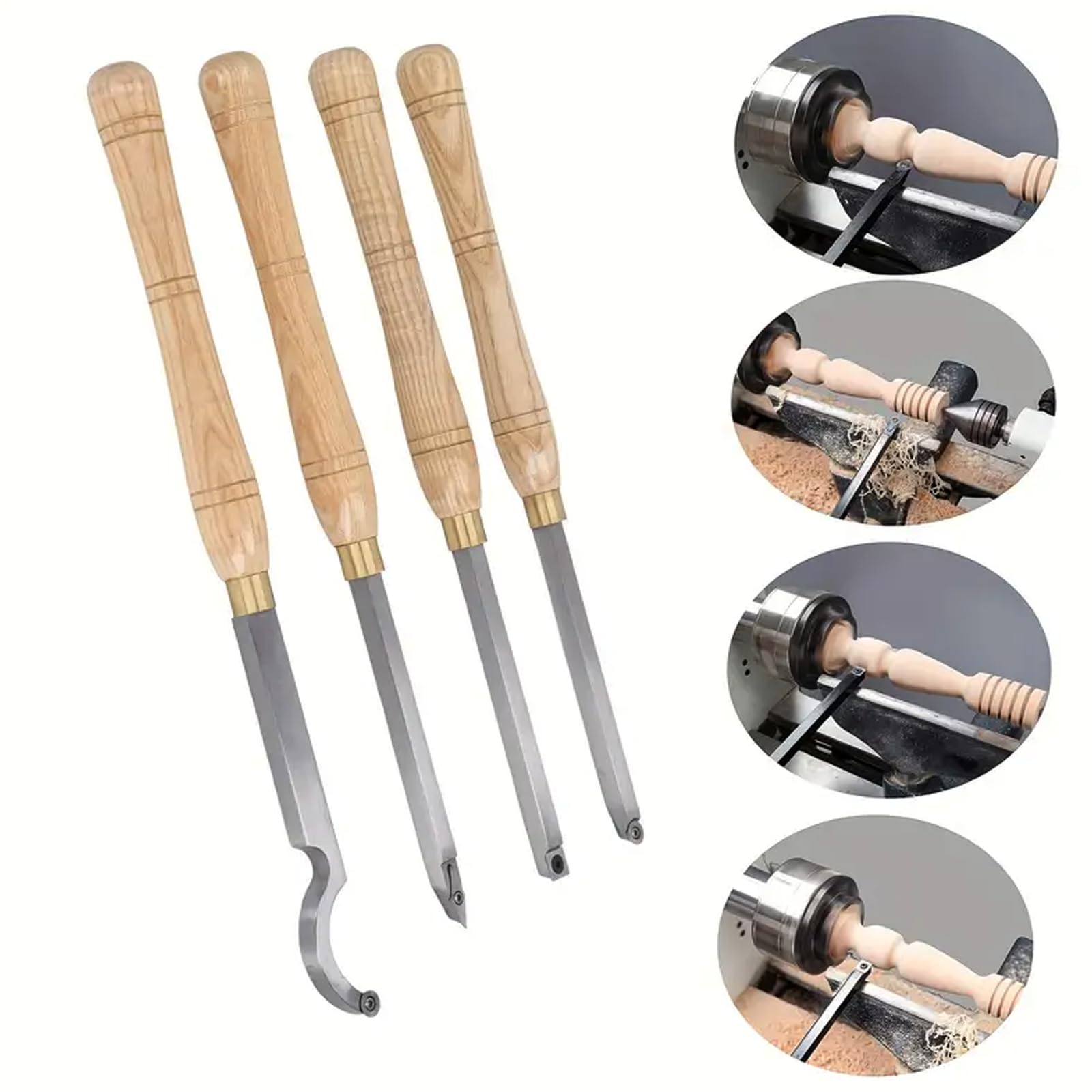 Holzmeißel, Hartmetallbestückte Holzdrehmaschinen-Drehwerkzeuge, Kombi-Set, Hartmetall-Drehwerkzeuge for Drechseln mit Holzgriff, rauerer Detailer, Finisher, Hohlhobel for die Holzbearbeitung