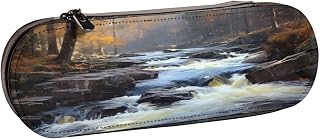 Romantic small river Leather Multi Slot Pen Storage Case | Romantic Small River Waterproof Microfiber Portable Multi-Use Organizer For Travel Daily Work