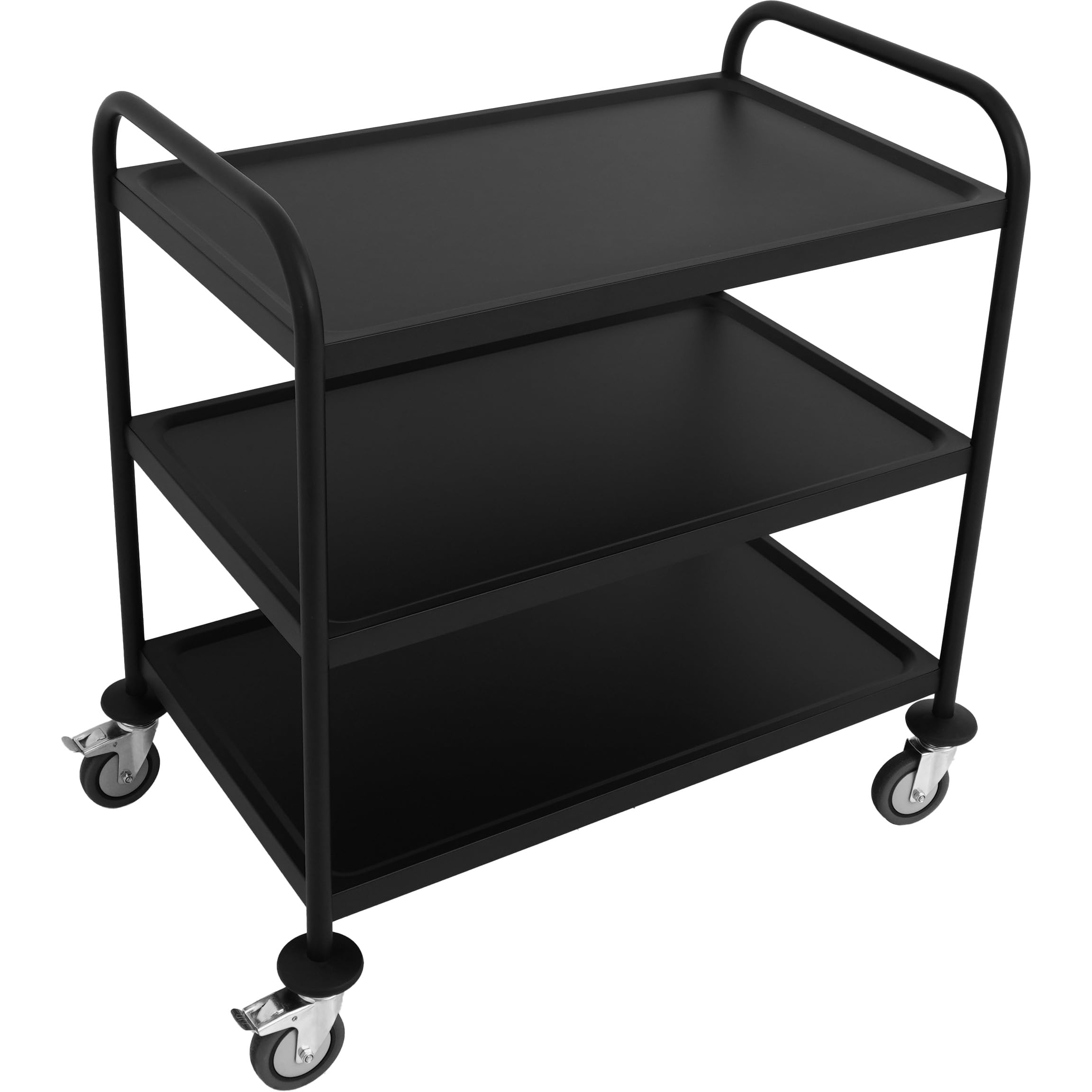 ZORRO - Edelstahl Servierwagen ZSWB 3 - schwarz - 3 Böden - Leichtlaufräder mit Fußbremse - Küchenwagen - Gastro - (86 x 54 x 94 cm)
