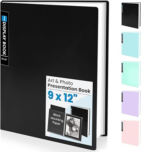 Miniatura 23 de Sooez Portafolios de arte de 11 x 17 pulgadas, carpeta grande con 30 bolsillos y hojas interiores negras, 60 páginas, libro de presentación de 11 x