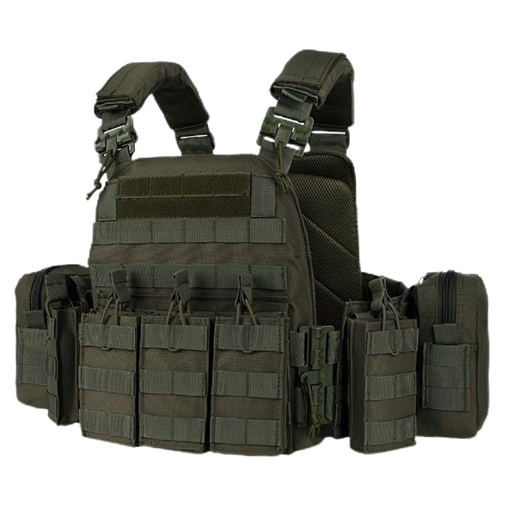 Chaleco MOLLE Ligero Ajustable,Chaleco Modular Bolsillos Desmontables Cierre Liberación Rápida Transpirable Airsoft Paintball Senderismo Actividades Aire Libre Cosplay