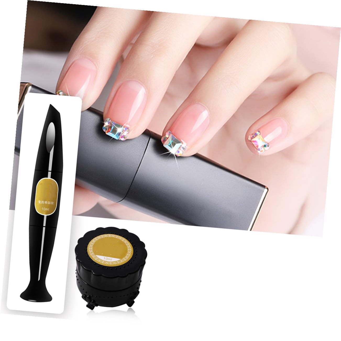 Healvian 3sets Penna Per Colla Per Unghie Gel Adesivo Per Decorazioni Nail Art Strumento Per Manicure Accessori Per Unghie Con Design Ago e Pennello Per Strass Resistente e Facile Da Usare