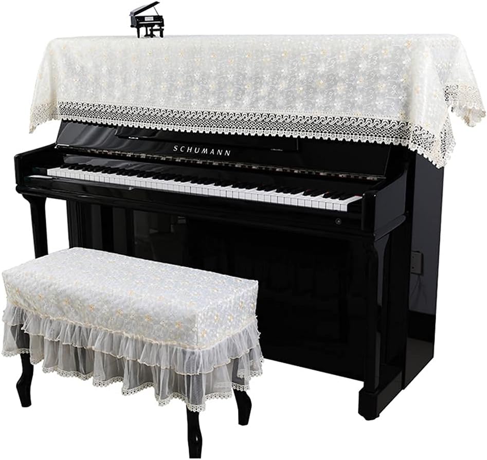 電子ピアノカバー アップライト トップカバー 防塵カバー 何でも揃う ピアノ掛け レース 北欧 刺繍 厚い 田園風 白い ハーフカバー ピアノカバーのみ ピアノ