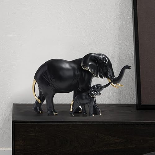 Miniatura 3 de SXSZZXL Estatua de elefante, figuras creativas de elefante, decoraciones para sala de estar, estilo moderno, decoración del hogar (negro)