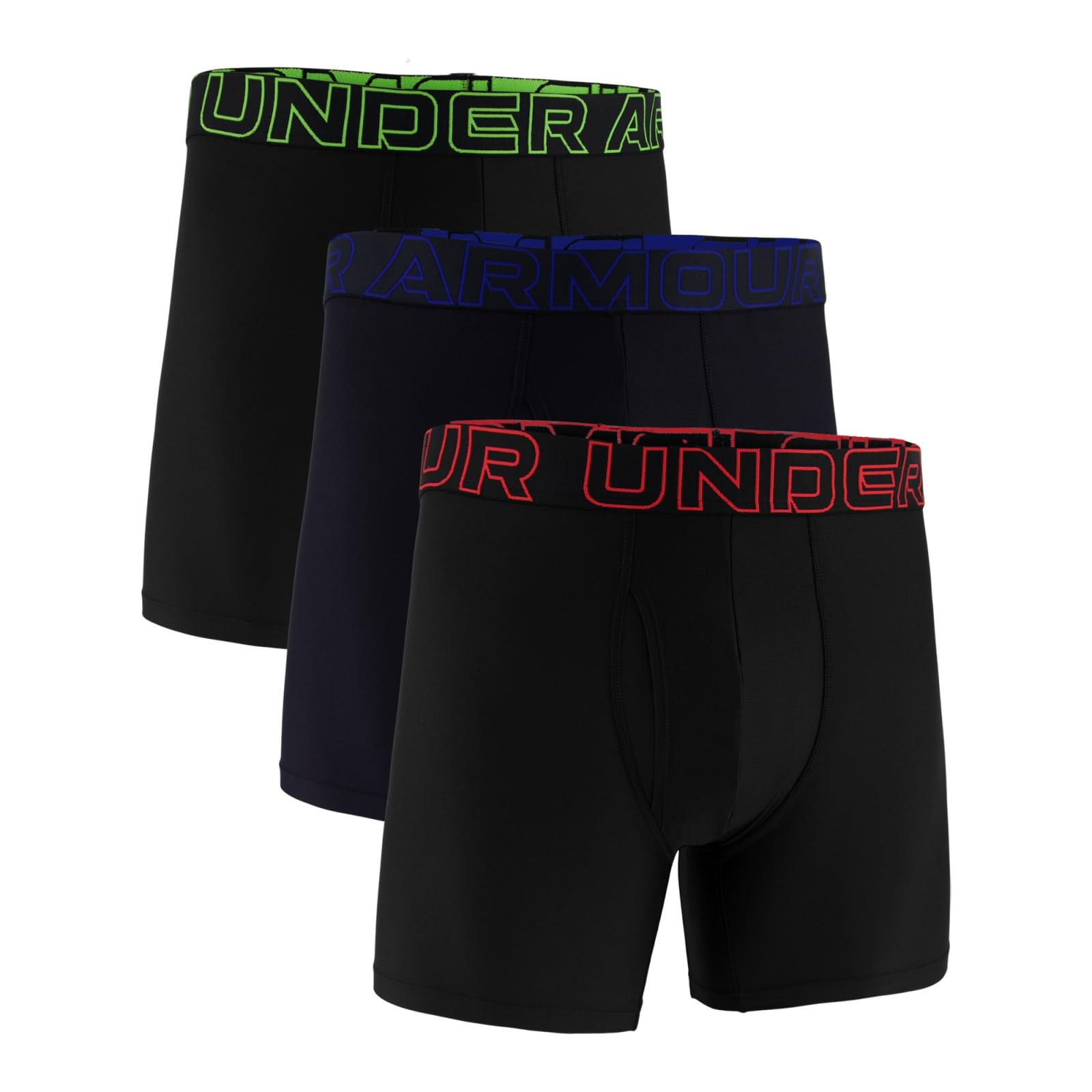 Under Armour Mens Men's UA Performance Tech™ 6" 3-Pack Boxerjock® Underwear, Black/Black/Black, XXL