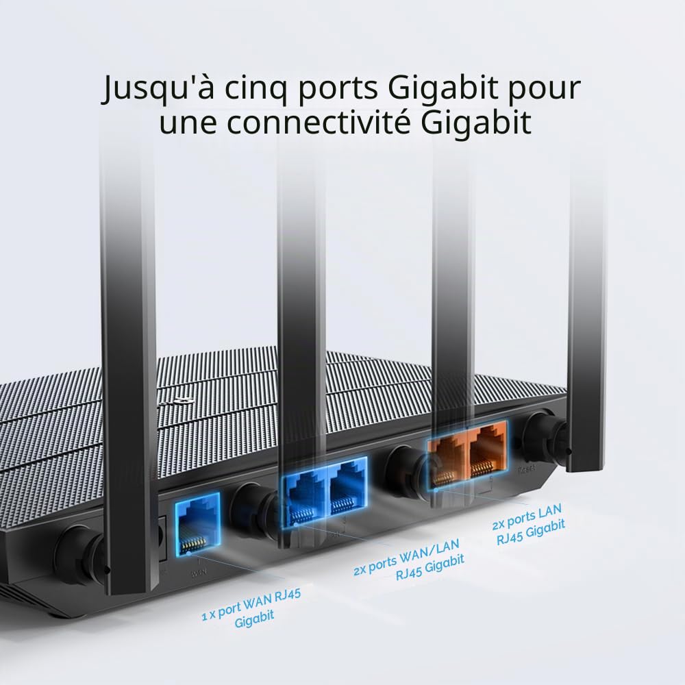 Omada ER605W Passerelle Wi-Fi Gigabit AC1200, bi-bande, filaire/sans fil, 5 ports G, idéale pour les réseaux d'entreprise, la gestion centralisée, les supports VPN, sécurité améliorée, garantie 5 ans