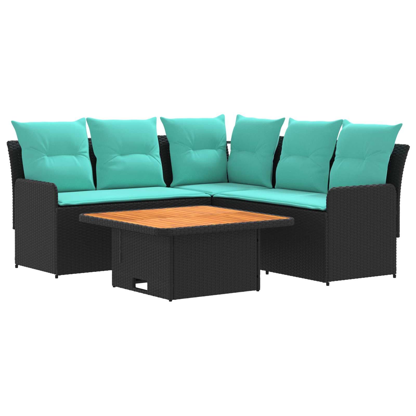 Genérico Juegos de Muebles 4 uds. Negro y Turquesa Ratán sintético,Mobiliario,Conjuntos de Muebles,90 x 90 x 68 cm-3422180