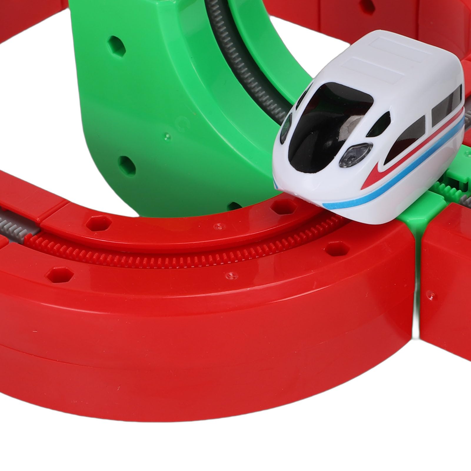 Jiawu Treno Elettrico 3D, Design Flessibile Che Sfida la gravità Binario Ferroviario Che Sfida la gravità, Binario Ferroviario 3D con 23 Accessori per Binari e 16 Accessori per Cartelli per Bambini