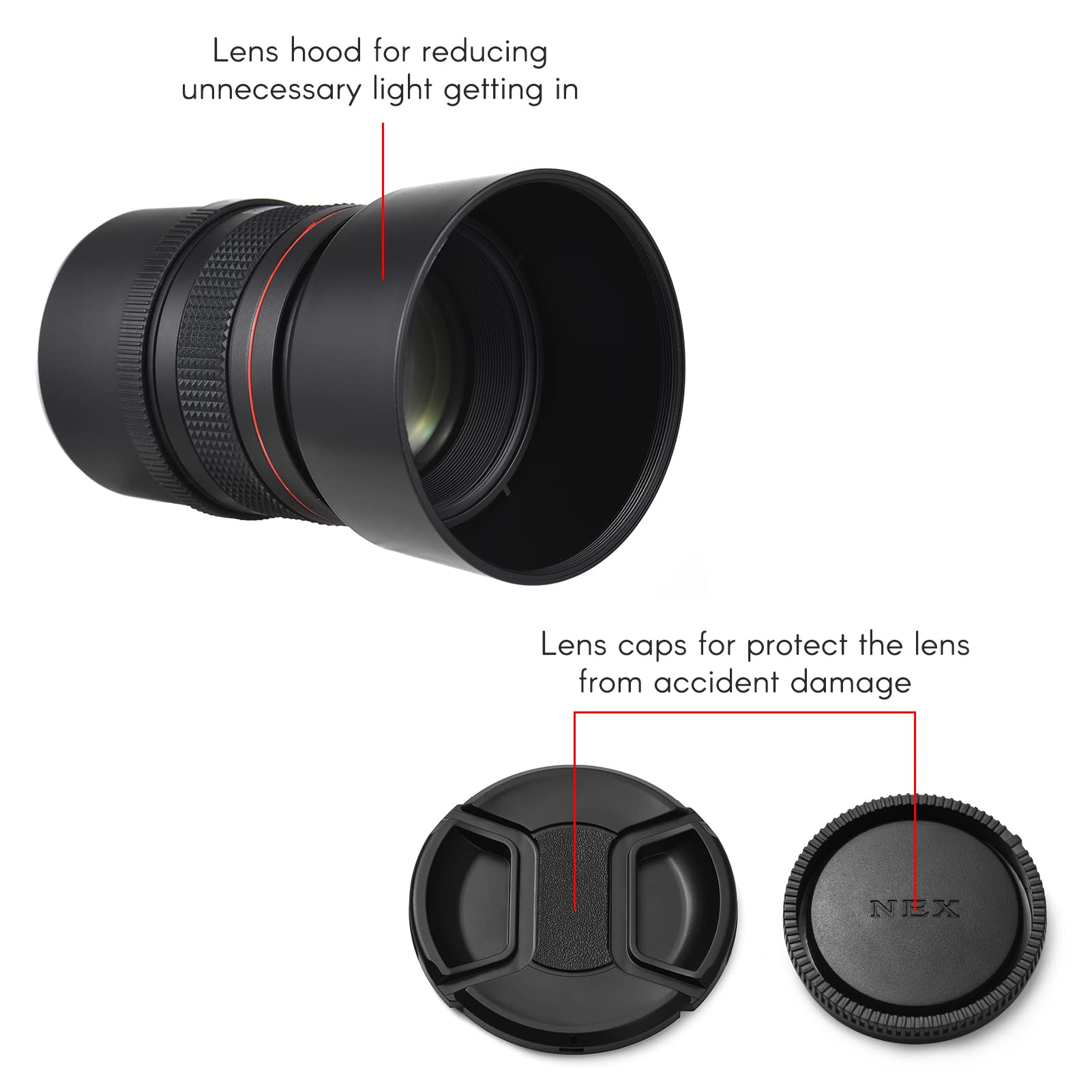 Andoer F1.8 Teleobiettivo Medio per fotocamera Obiettivo Ritratto Full Frame ad ampia apertura Sostituzione manuale Sony A7/A7II/A7III/A7R/A7RII/A7RIII/A7SII/A9/A6400/A6500/A6300/A6000/A5100 E-Mount
