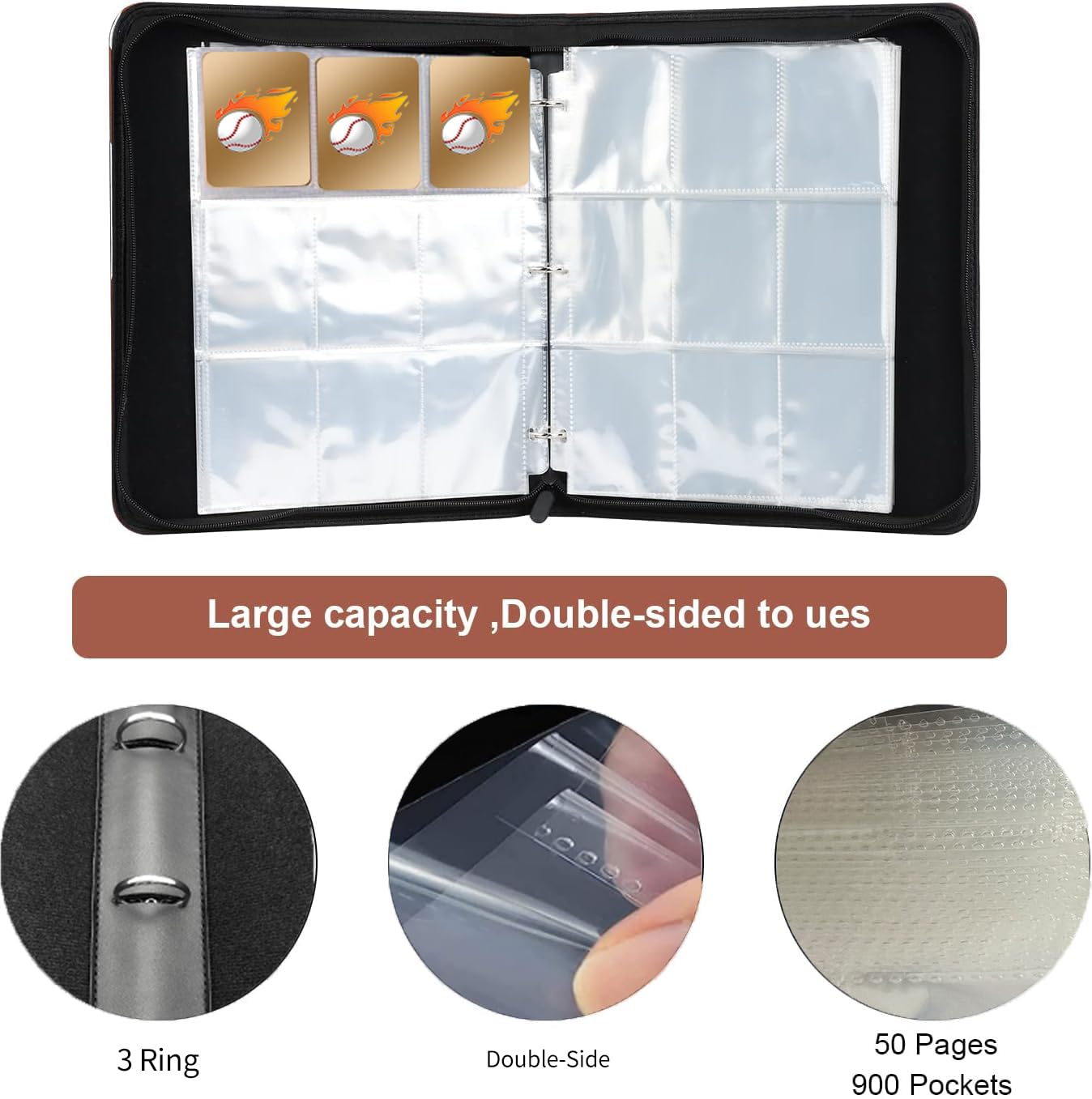 Amazon.com: Baseball Card Binder with Sleeves 900 Pocket, Philadelphia  Baseball Trading Card Holder Baseball Collector Album Sports Trading Card 3  Ring Binder Storage Book Folder Case : Office Products