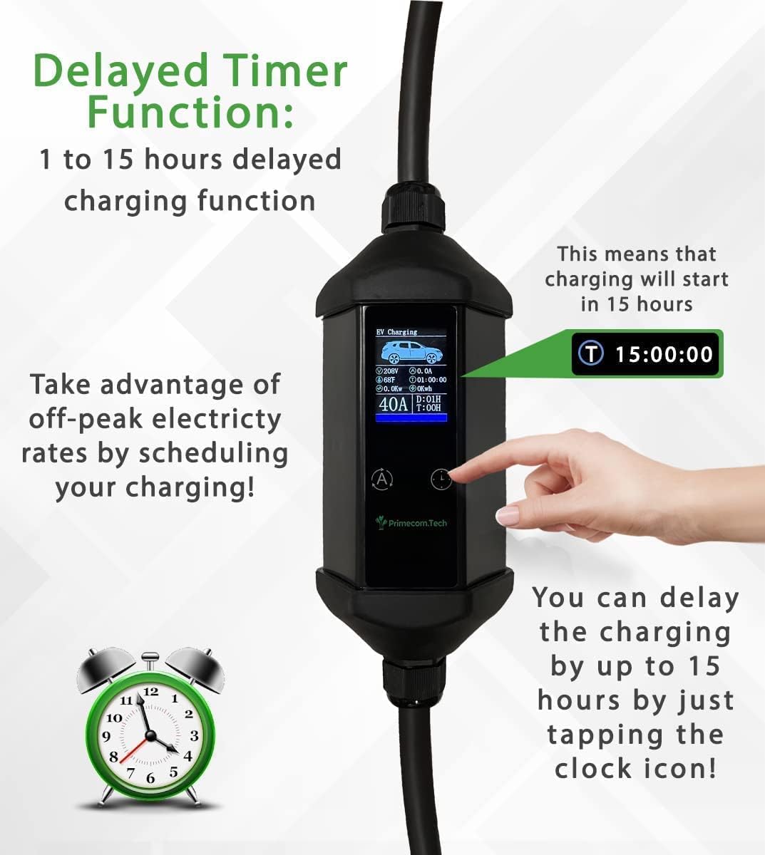 30 Feet Level 2 Primecom Electric Vehicle (EV) Charger (220/240V, 32Amp/40Amp) 32 and 40 Amp 6-50P. 10-50P & 14-50P (10-50P, 40 Amp) for Tesla